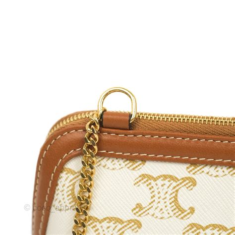 celine clutch with chain in triomphe canvas